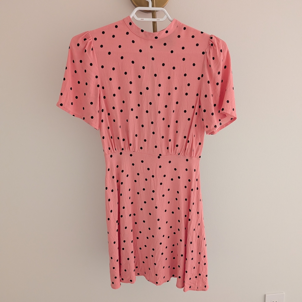 EUC New Look Petite Pink Dress with Black Dots